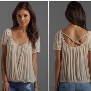 Free People Off-White Lace Drape Top